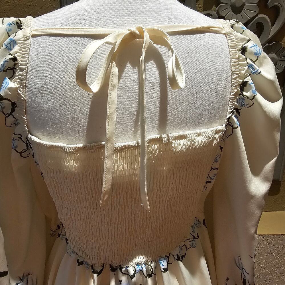 Floral  Large Cottagecore Milkmaid Dress Romantic Coquette Prairie  Fairycore - Picture 5 of 8